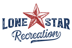 Red star in between the words Lone and Star in capital letters with Recreation in script below.