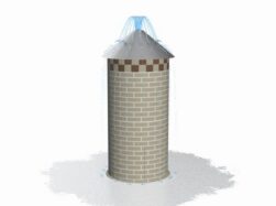 Brick silo themed splash play feature from Aquatix