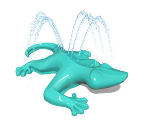Lizard feature for splash pads with water sprays