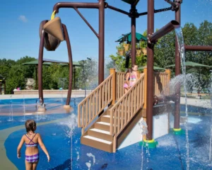 Recycled plastic lumber on Burrus splash pad