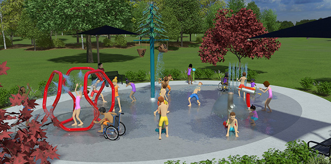 Ideal Homes Bixby Village splash pad render