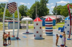 Stars and Stripes theme-painted splash pad by Aquatix