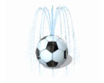 Rendering of SportGlobe spray park feature with soccer ball motif