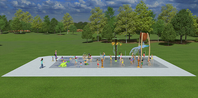 Newbridge Road Park Splash Pad 3D rendering