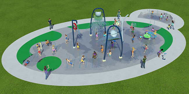 3D rendering of Freedom Trail Park splash pad