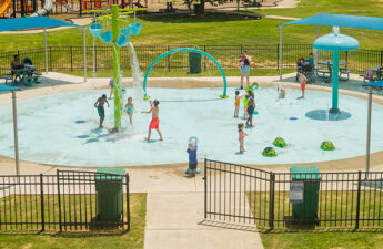 Wide shot of Friendly Park Splash Pad