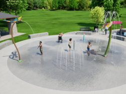 Wide shot of AquaSmart Package B with children playing