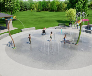 Wide shot of AquaSmart Package B with children playing