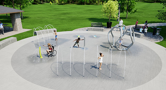 Overhead shot of AquaSmart H splash pad rendering