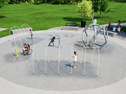 Wide shot render of AquaSmart Package H with kids