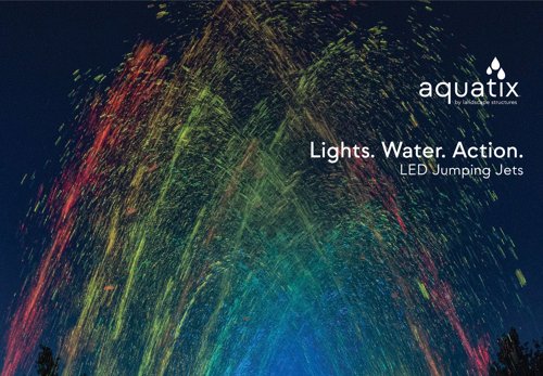 Cover of the LED Jumping Jets Brochure showing rainbow arch jets