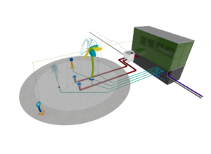 3D render of the MecH2O recirculation system for splash pads by Aquatix