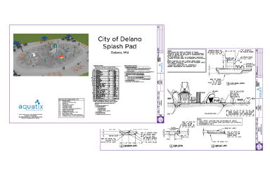 Construction documentation for a splash pad installation
